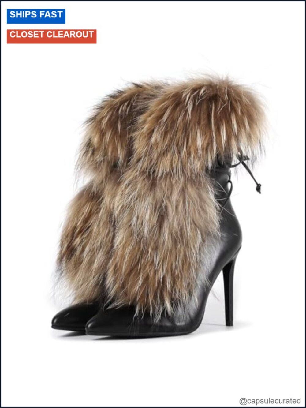 Handmade Stiletto Ankle Bootie Furry Fuzzy Fur Fluffy Plush Shoes for Women Men